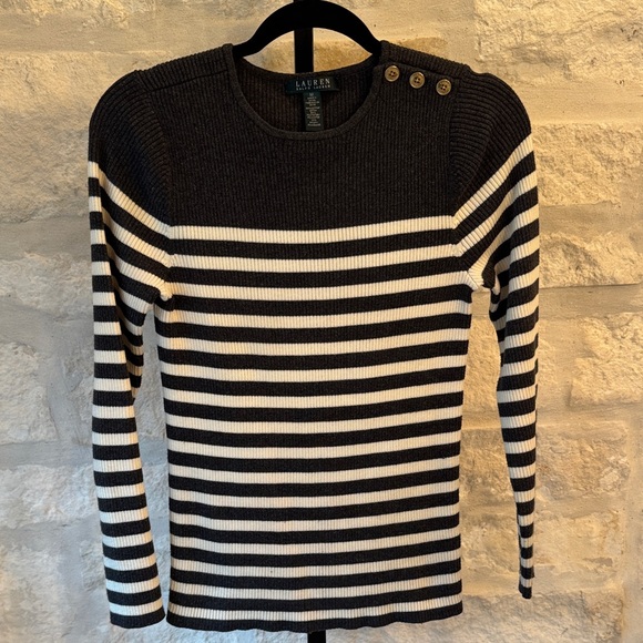 Lauren Ralph Lauren Tops - Lauren Ralph Lauren Ribbed Crewneck Sweater in Charcoal